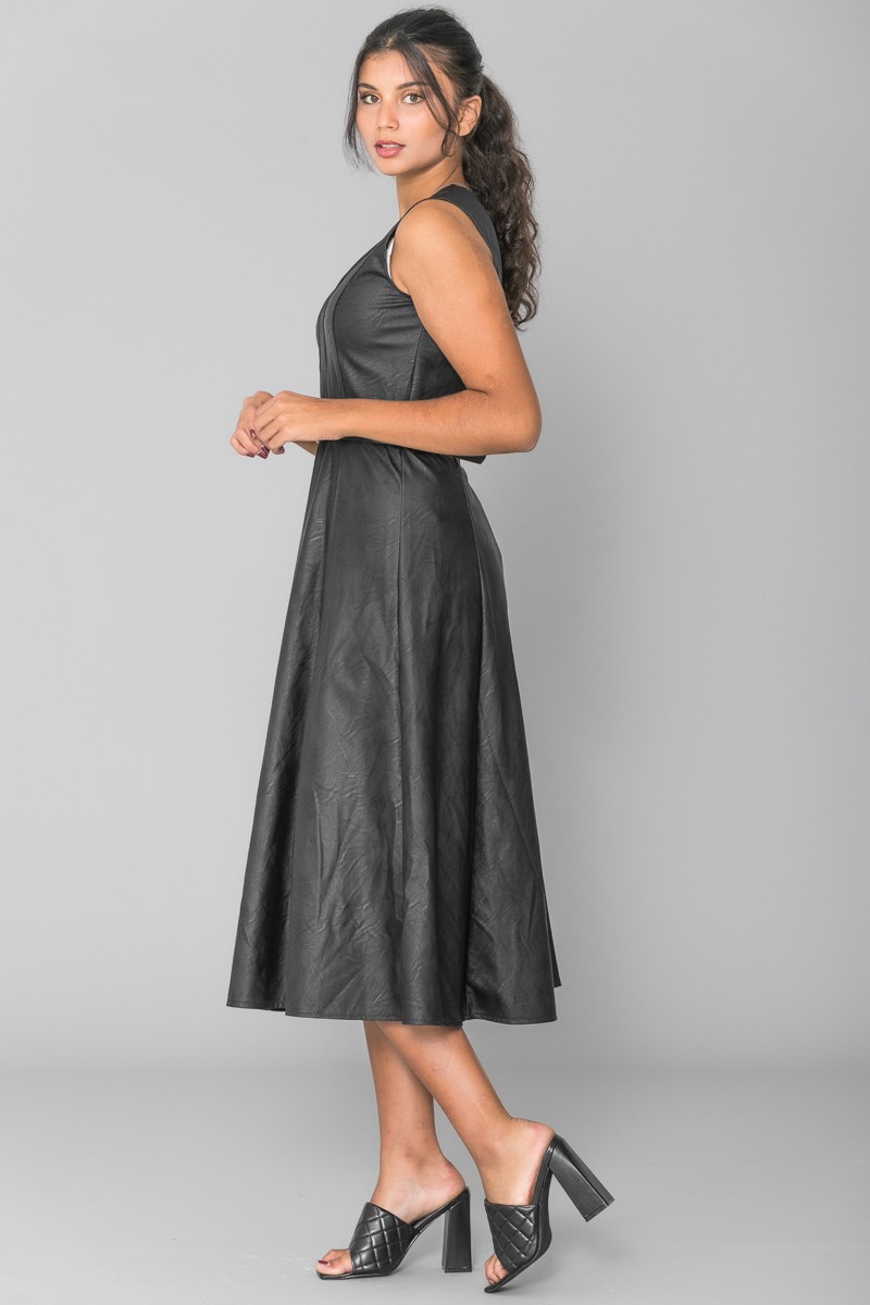 Robe Simili Cuir Noire Cinelle Paris Mode Femme Tendance