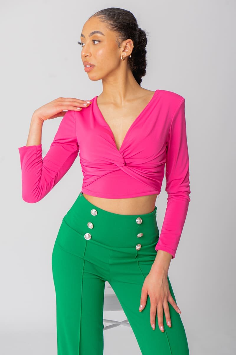 Crop Top Fuchsia Effet Crois Cinelle Paris Mode Femme Tendance