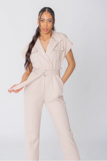 river island beige belted jumpsuit