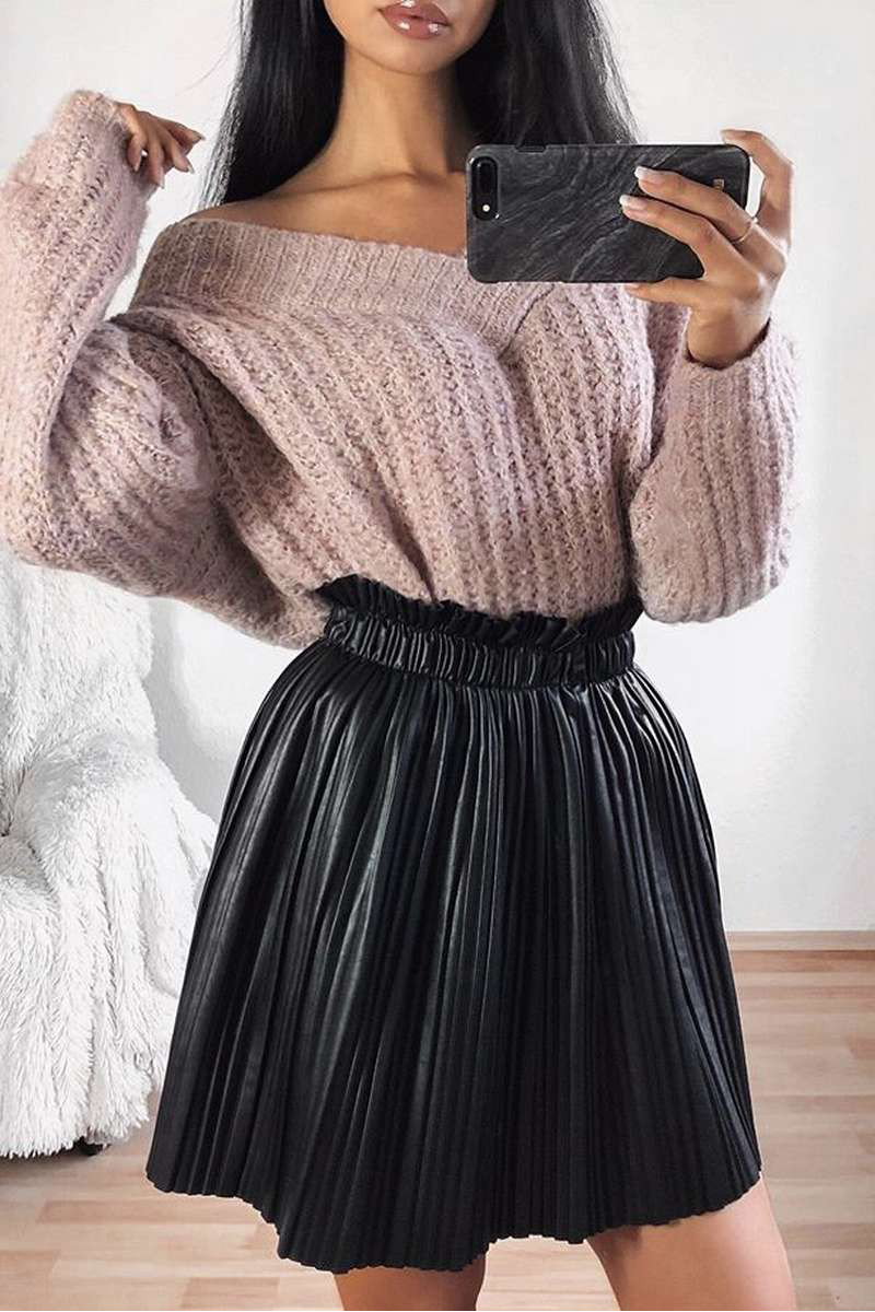 jupe courte noire plissée