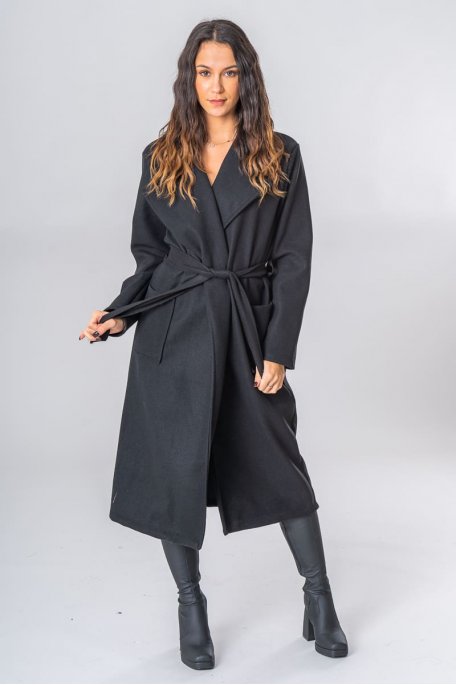 manteau long noir classe femme