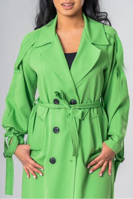 neon green long coat