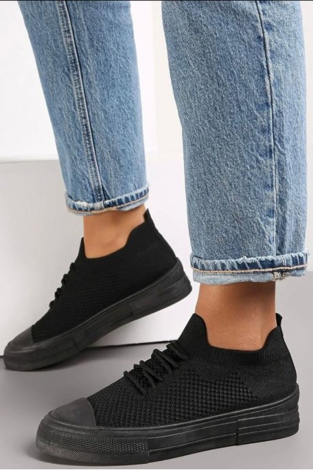 Black lace-up sneakers
