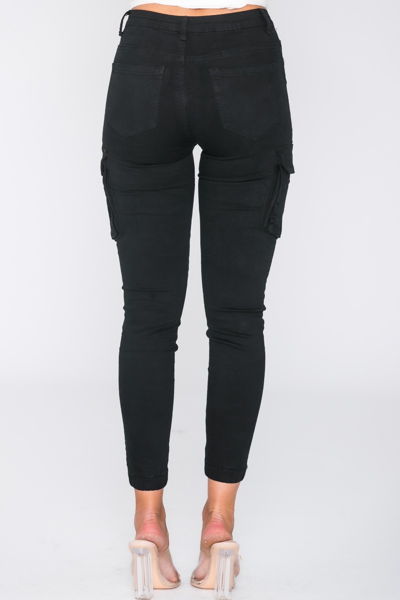 Black cargo jeans - Cinelle Paris, fashion women