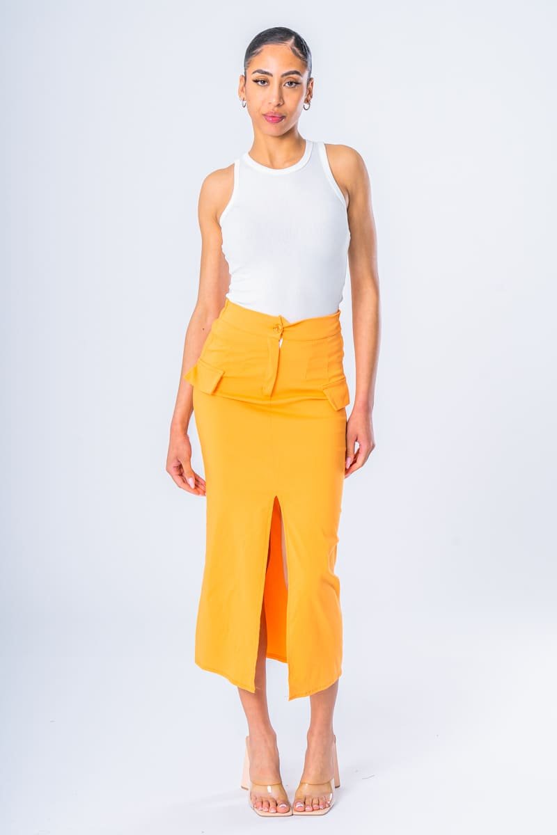 Orange on sale denim skirt