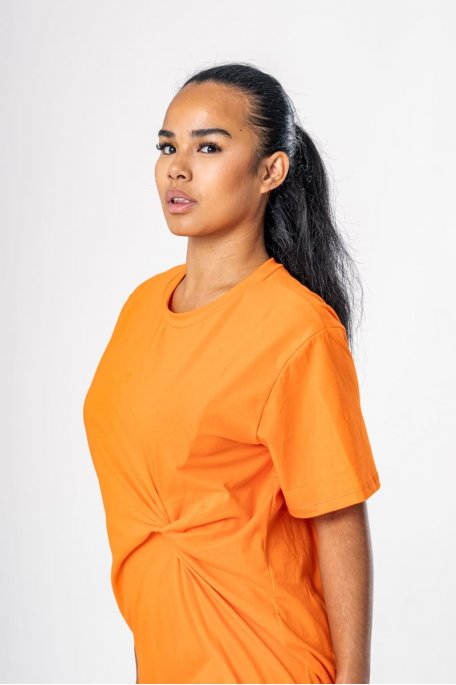 Midi-T-Shirt-Kleid mit gerafftem Detail in Orange