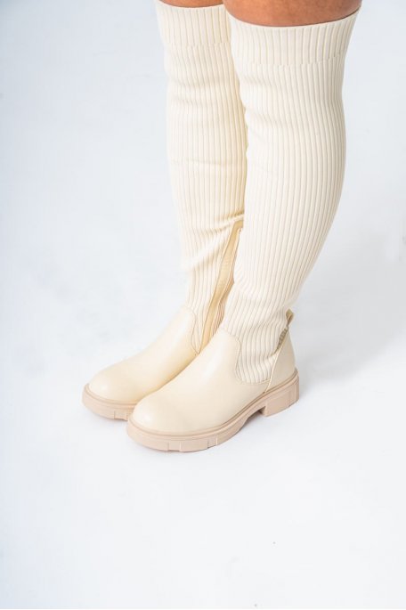 Baskets blanches effet chaussette à lacets - Cinelle Paris, mode femme  tendance