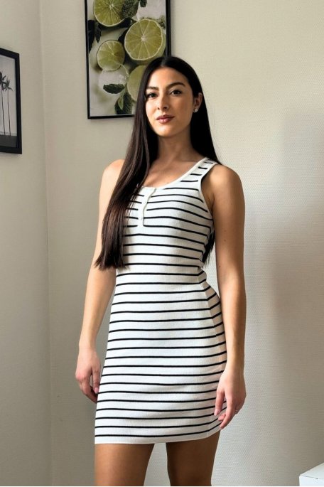 White striped sleeveless dress