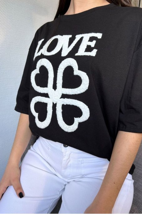 T-shirt Love symbole trèfle noir