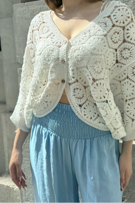 copy of Beige crochet vest with batwing sleeves
