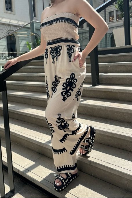 Strapless patterned jumpsuit