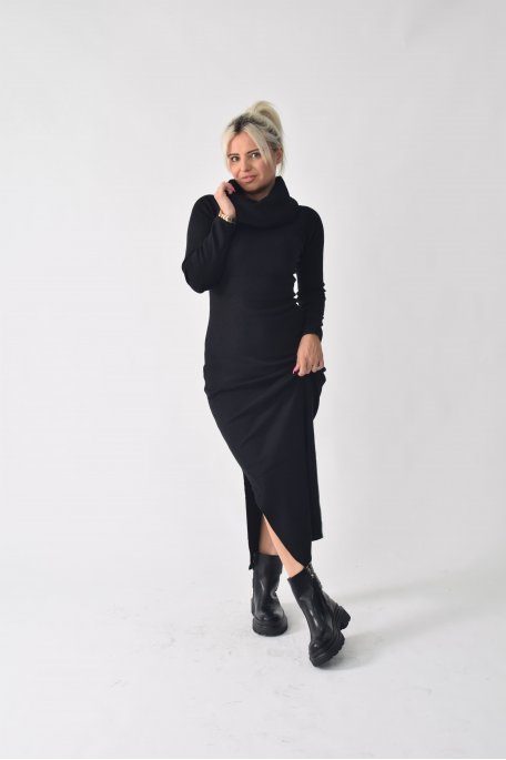 Robe pull col roulé noir