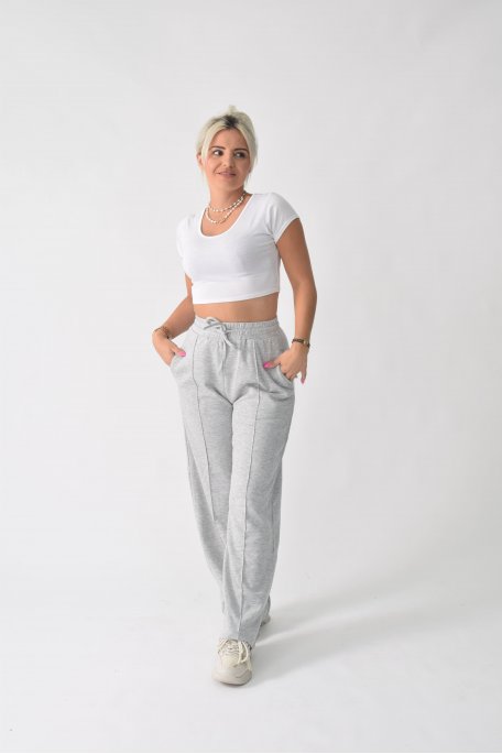 Grey-black straight-leg jogging pants