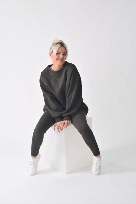 Set aus weitem Sweatshirt und Leggings in Khaki