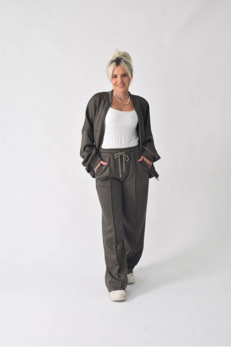 Ensemble veste et pantalon large kaki