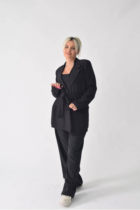 Ensemble tailleur ceinturé noir