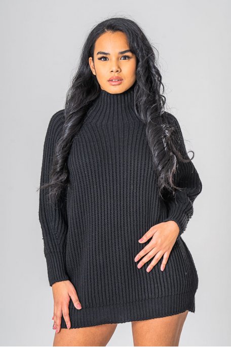 copy of Black funnel neck knit sweater dress