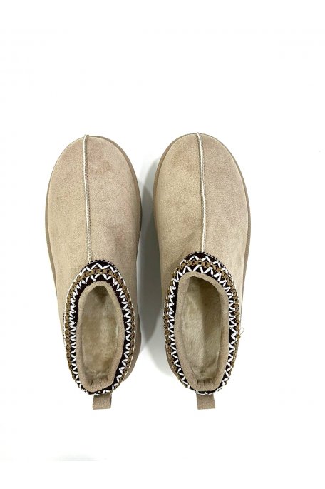 Beige platform mules