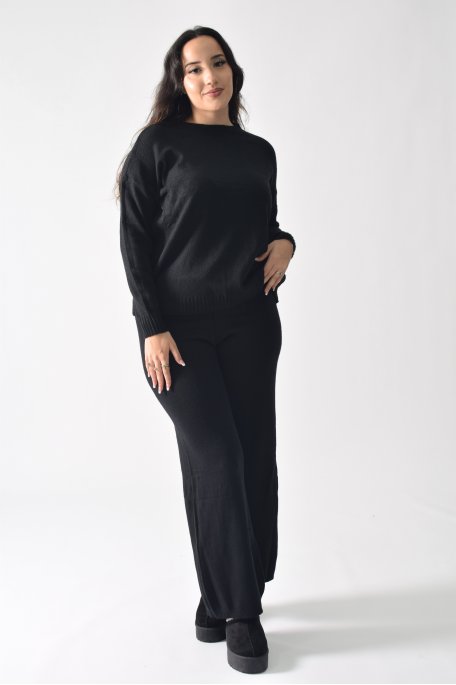 Ensemble pull pantalon maille en noir