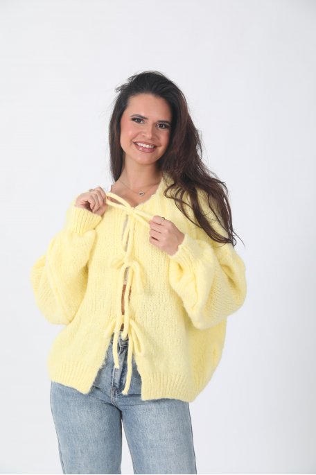 Yellow knotted cardigan