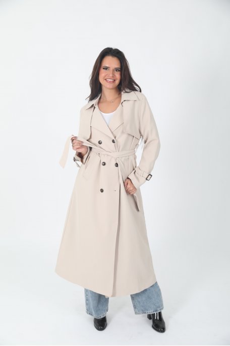 Classic trench coat with removable beige belt