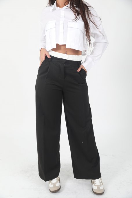 Pantalon noir tailleur ceinture boxer