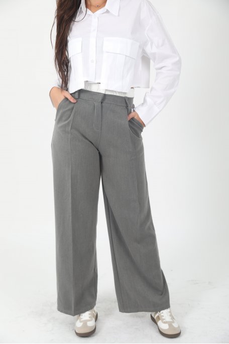 Pantalon gris tailleur ceinture boxer