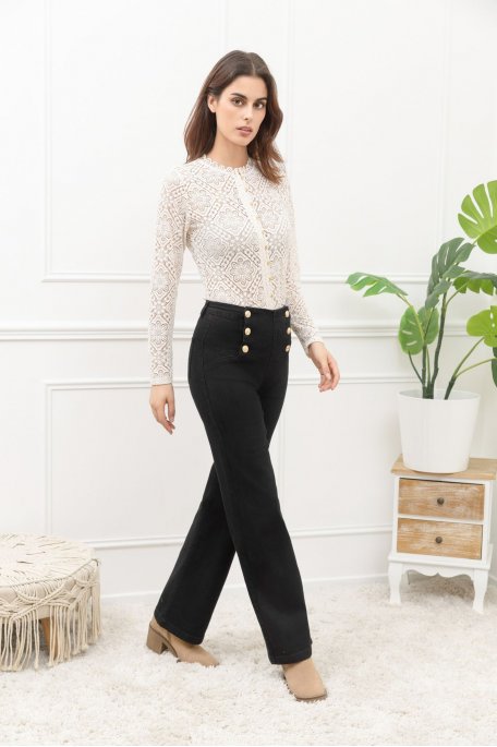 copy of Beige Jeans mit goldenen Knöpfen