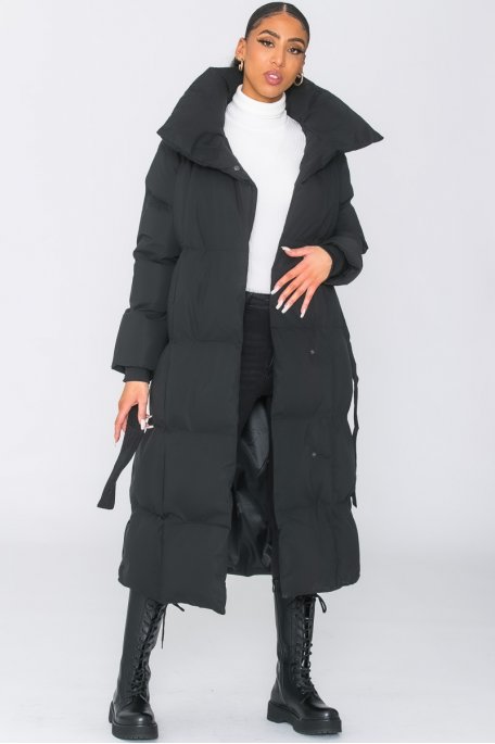 copy of Long oversized quilted jacket with black belt