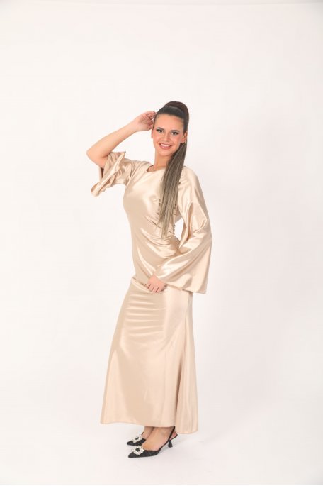 Beige satin dress