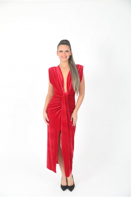 Robe en velours rouge