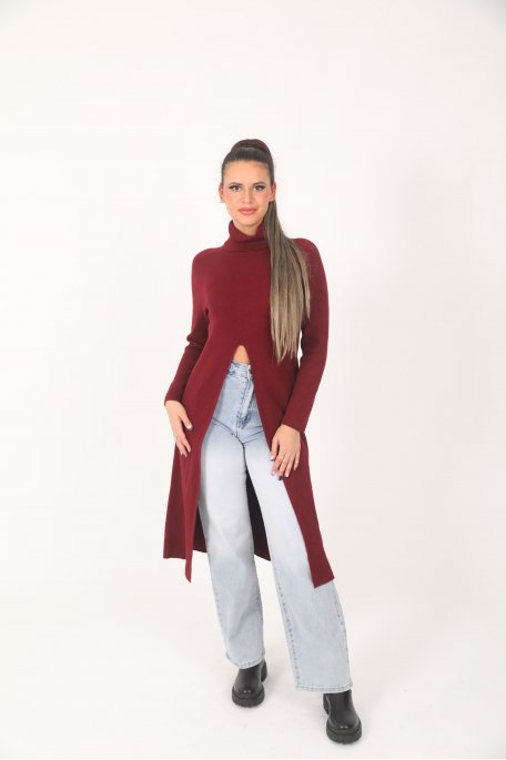 Kleid Pullover Bordeaux