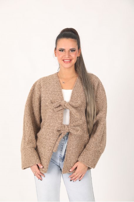 Jacke mit Schleife Camel