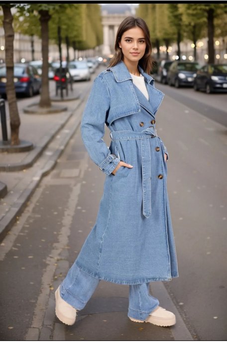 Long denim jacket