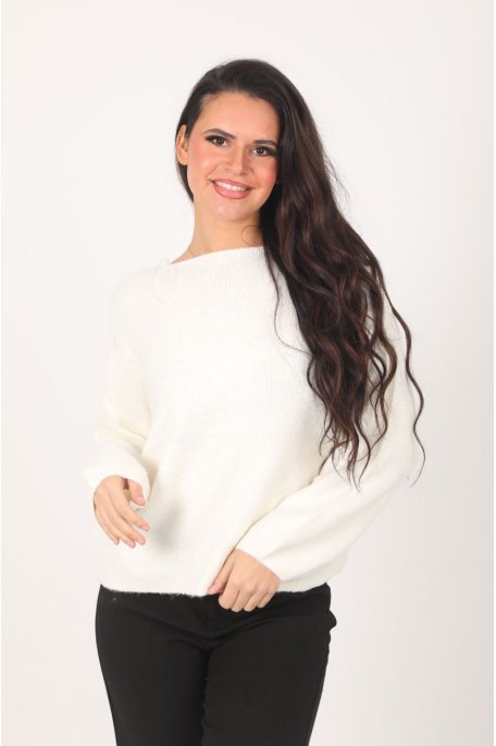 White crew-neck sweater