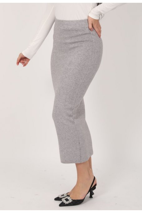 Long Grey Knitted Skirt