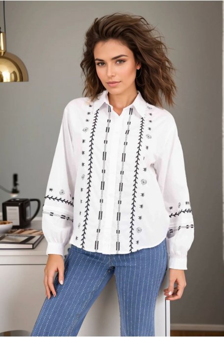 White Embroidered Shirt