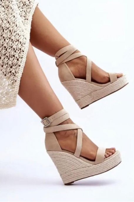 copy of Beige suedette espadrille wedge sandals