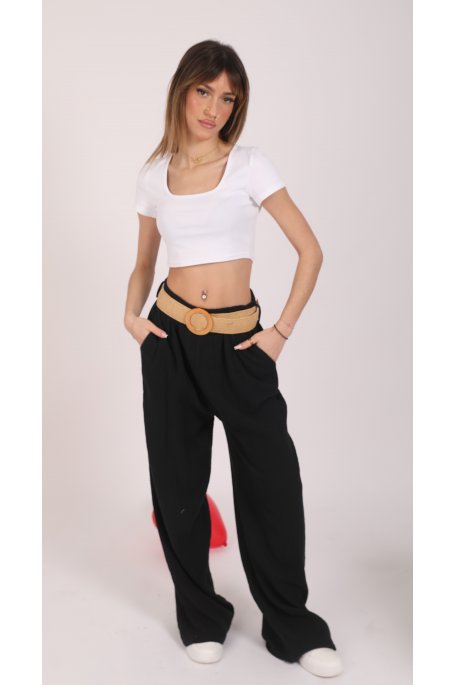 Pantalon gaz de coton noir