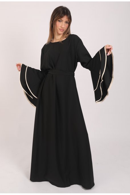 Robe longue manche évasée noire