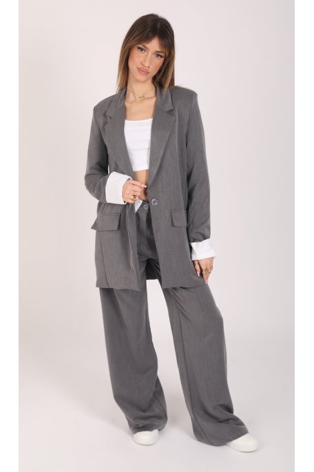 Ensemble tailleur bicolore gris