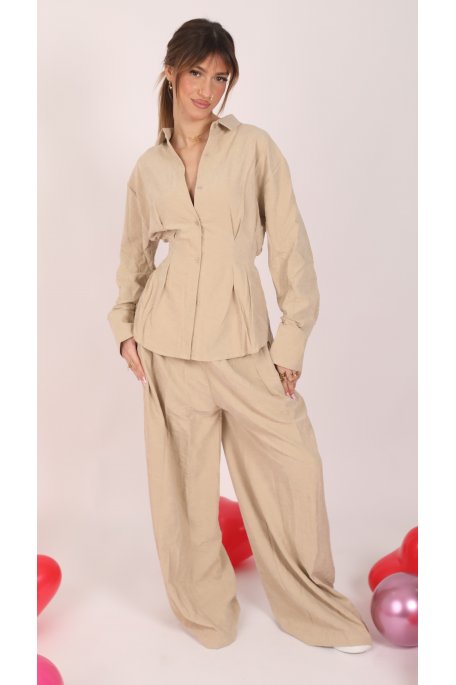 Ensemble effet daim beige