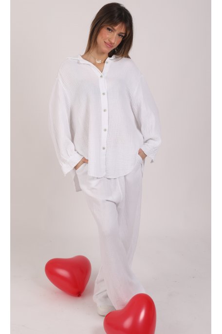 Chemise gaz de coton blanche