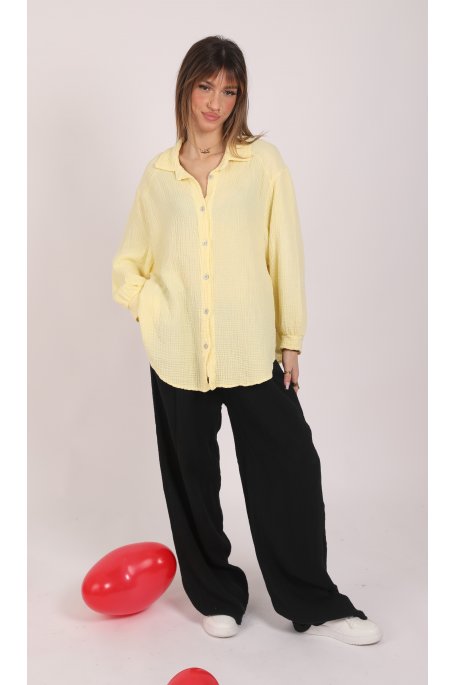 Chemise gaz de coton jaune