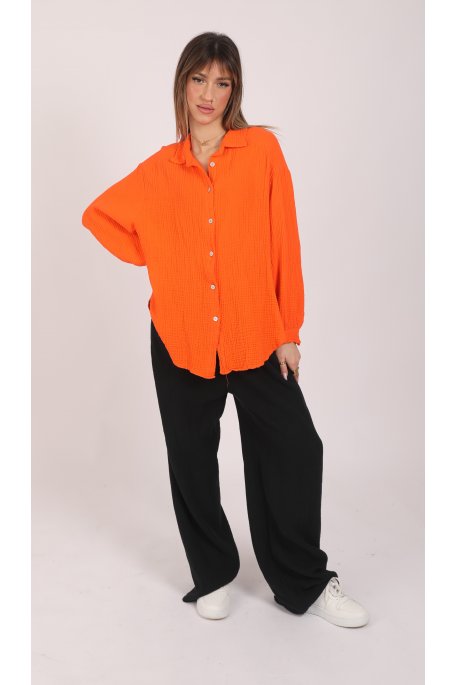 Chemise gaz de coton orange