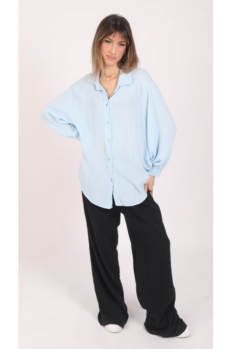 Chemise gaz de coton bleu