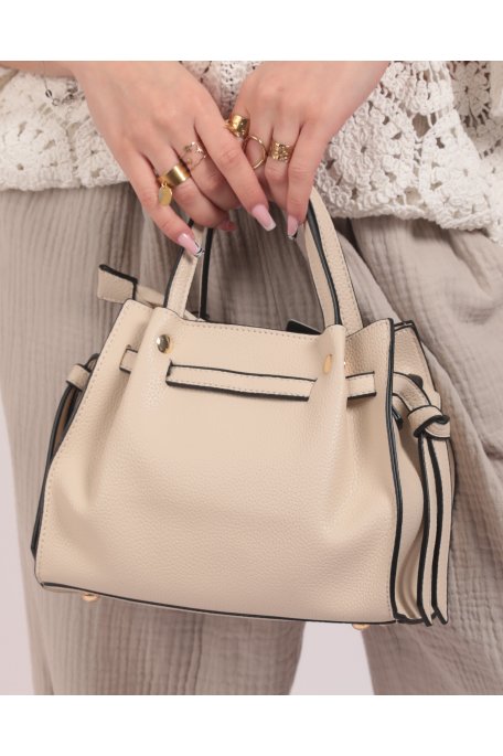 Sac à main beige cordon