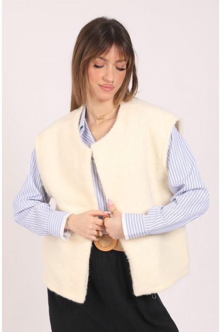 gilet sans manche beige