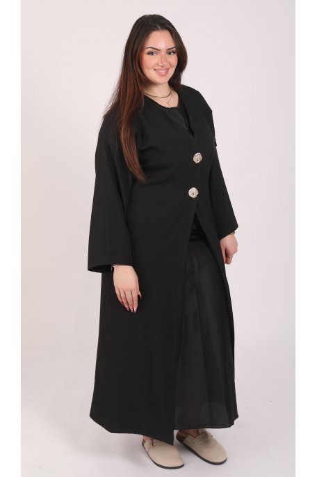 Robe gilet abaya noir