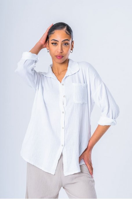 Chemise oversize gaze de coton blanc